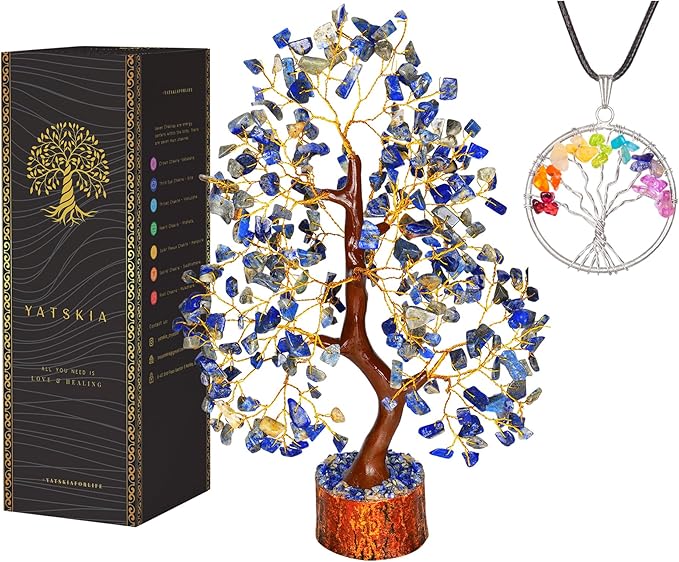 YATSKIA Lapis Lazuli Crystal Tree of Life - Healing Crystals and Stones - Crystals Decor - Crystal Gifts for Women - Good Luck Gifts