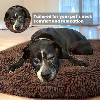 Muddy Mat®Cloud K-9 Bed for Dogs & Cats, Soft & Relaxing Donut Dog Bed, Chenille Material, Removable Cover, Washable & Dryer Safe–Brown Medium(35'x35')