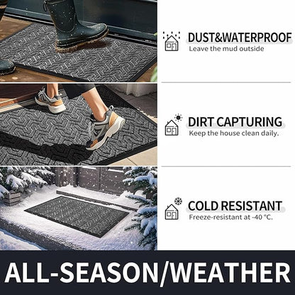 Yimobra Front Door Mat Outside Entrance 29.5x17, Waterproof Heavy Duty Outdoor Mats for Front Door, Non Slip Rubber Entry Mat for Garage Patio Indoor, Mix Grey