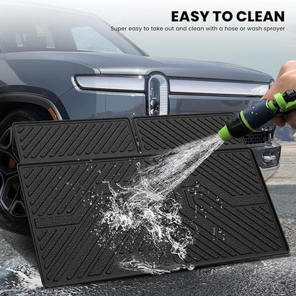 LASFIT Trunk Mat & Backrest Mats for Rivian R1S 2025 2024 2023 2022, All Weather TPE Custom Fit Cargo Liner for R1S Cargo Mat, Black, Easy to Clean