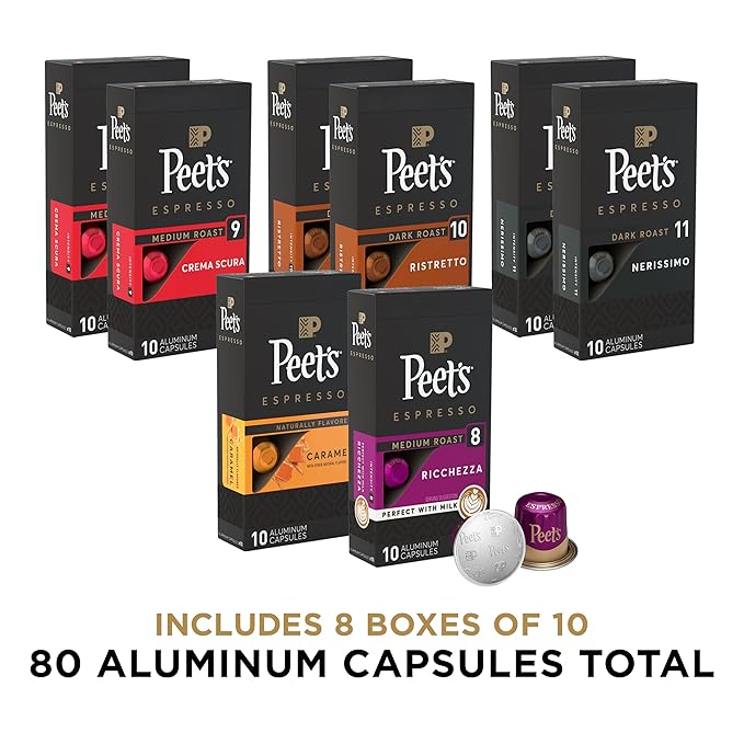 Peet's Coffee, Dark Roast Espresso Capsules Variety Pack, Compatible