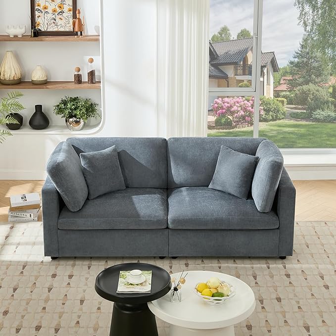 Tbfit Loveseat Modular Sectional Couch, Oversized 82" Comfy Cloud Sofa for Bedoom, Living Room, Washable Cover, Grey