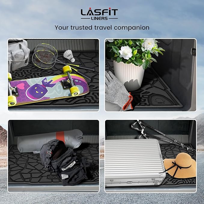 LASFIT Cargo Liner for Ford Bronco 4-Door 2025 2024 2023 2022 2021(Fit for 4-Door Only, Not Fit Sport) All Weather Custom Fit TPE Car Floor Liner, Cargo Area Protector, 1pc Black