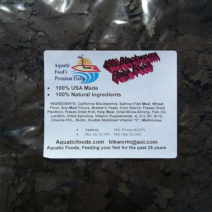 Aquatic Foods Inc. 45% California Blackworm Flakes Made from Live California Blackworms. AF Blackworm Flakes - 1-lb