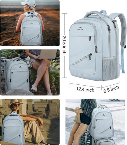 MATEIN 18 Inch Laptop Backpack for Women, TSA Approved Laptop Rucksack Large Capacity 50 L, Anti Theft Backpack with Comfortable Shoulder Straps for College Work Travel, Haze Blue