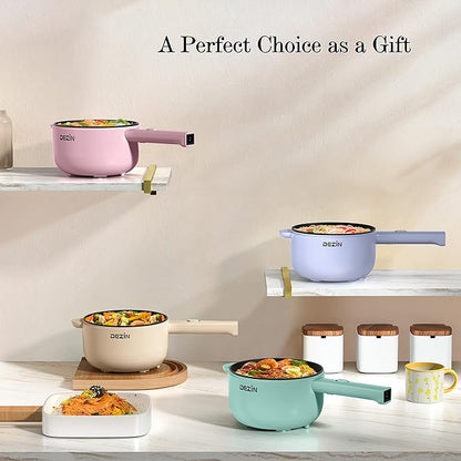 Dezin Electric Cooker, 2L Non-Stick Sauté Pan, Rapid Noodles Cooker, Mini Pot