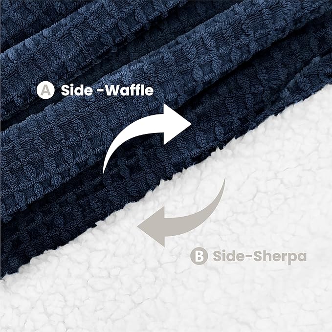 Heated Blanket Electric Blanket Twin Waffle, 62x84 Inches Sherpa Fleece Fast