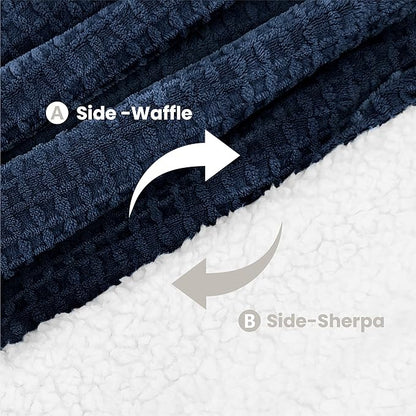 Heated Blanket Electric Blanket Twin Waffle, 62x84 Inches Sherpa Fleece Fast