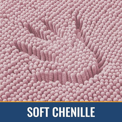 Arotive Bathroom Rugs 30x20, Extra Soft Absorbent Shaggy Chenille Bath Rugs, Machine Washable Rubber Backing Non-Slip Bath Mats for Bathroom Floor Tub and Shower, Home Decor Accessories, Dusty Rose