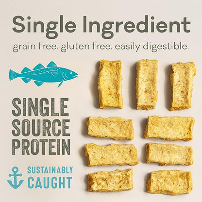 Polkadog Crunchy Alaskan Cod Chips – Single Ingredient Dog Treats, 100% Wild-Caught Cod from Alaska – High-Protein, Omega-3 Rich, Grain-Free, All Natural Snacks – Handcrafted in USA - 2.75 oz