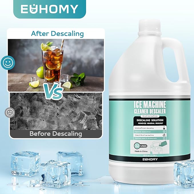 EUHOMY Max 33 Uses Ice Machine Cleaner Descaler, 128 Fl OZ Ice Maker Cleaner