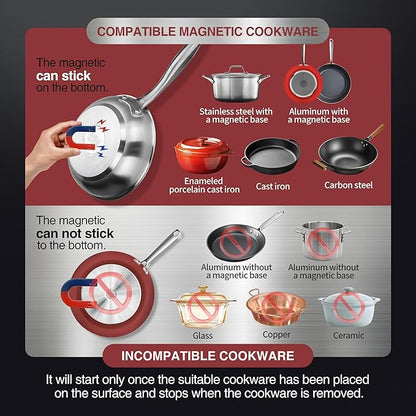 ChangBERT Induction Cooktop, Commercial Grade Portable Cooker, Large 8” Heating