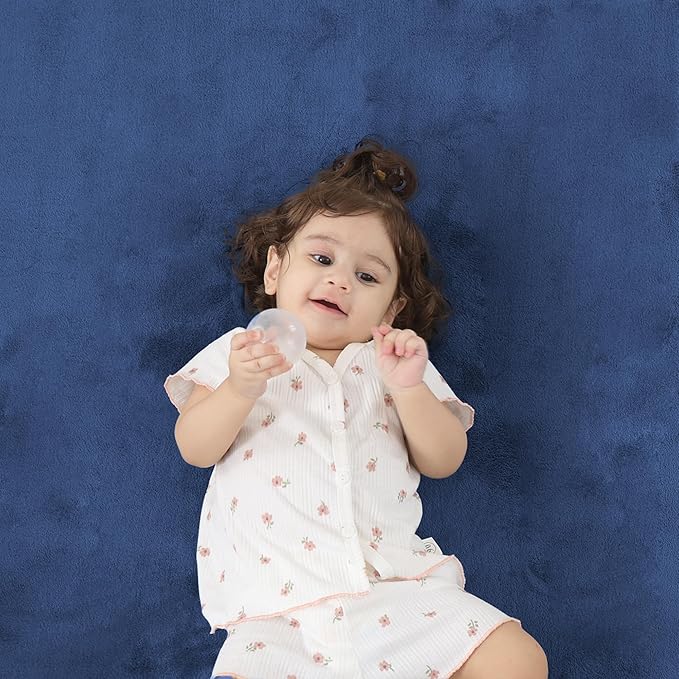 PAPAMAT 1.3" Thick Baby Floor Play Mat 39x59, Basic Padded Foam Mat for Tummy Time Crawling, Non Slip Cushioned for Babies Toddlers Infants Kids (Blue)