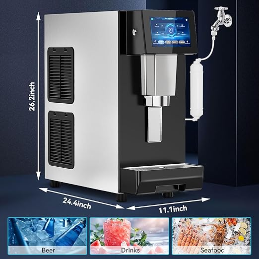 Nugget Ice Maker Machine Countertop, Ice/Water/Ice & Water Optional, 95LBS/24H