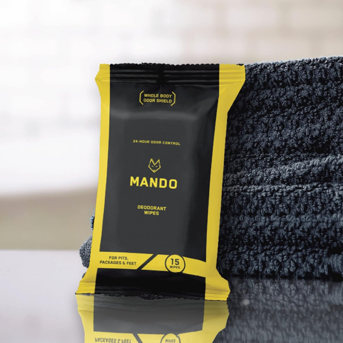 Mando Deodorant Wipes - 24 Hour Odor Control - Aluminum Free, Baking Soda Free, Skin Safe (15 Count (Pack of 3)