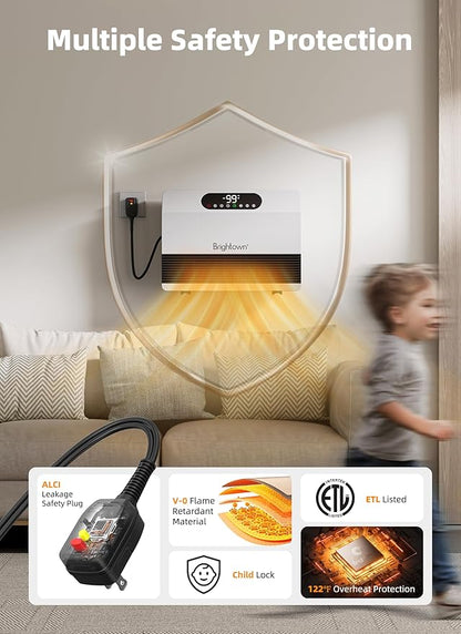Brightown Wall Heater for Indoor Use, Electric Space Heater