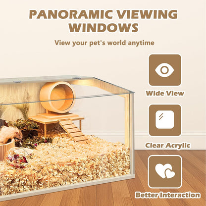 Hamster Cage Chewproof, Large Hamster Cages and Habitats, Openable Top with Acrylic Sheets, Solid Built
