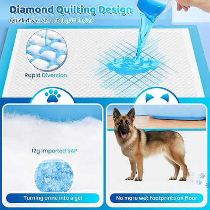 Upgrade Leak-Proof Pet Training and Puppy Pads, Jumbo Pee Pads for Dogs with Thicken Polymer Heavy Absorbency, Quick Dry Disposable Pee Pads for Cats Dogs