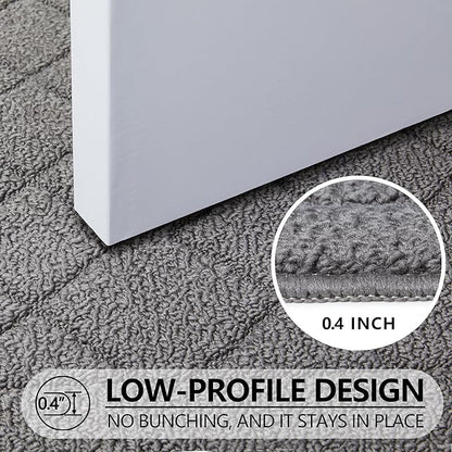 REFETONE Indoor Doormat, Front Back Door Mat 24"x36" Rubber Backing Non Slip Mats, Absorbent Washable Entrance Doormat for Entryway, Resist Dirt Low-Profile Inside Floor Mat for Muddy Shoes Light Grey
