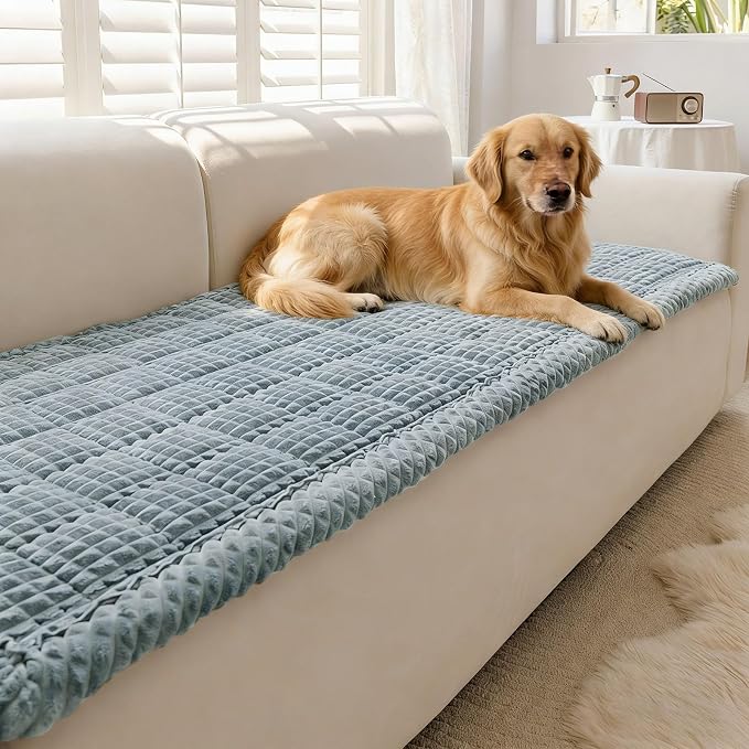 Couch Cover for Dogs Washable, Non Slip Couch Covers for 3 Cushion Sofa Pet Friendly, Fuzzy Pet Couch Cushion Covers for Dog, Thick, Soft for Sofa Protector (Blue Gray, 27.6" x 70.9"/70 x 180cm)