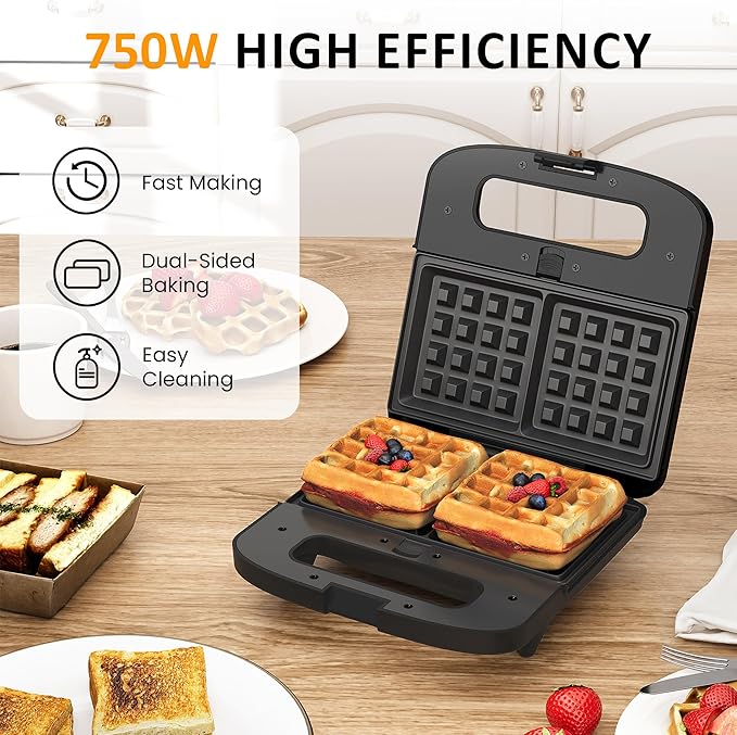 Sunvivi 3 in 1 Electric Sandwich Maker: Panini Press Grill and Waffle Iron Set