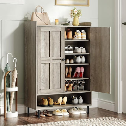 ONBRILL Shoe Cabinet with Cross Molding Doors, 6-Tier Shoe Storage Cabinet with