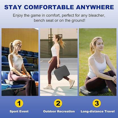 FASTMOMENT 2 Pcs Stadium Seat Cushions - Outdoor Seat Cushions for Bleachers Fashion & Portable Stadium Cushions with Decorative Strips Water-Repellent Stadium Seats for Outdoor Sports Events (Grey)