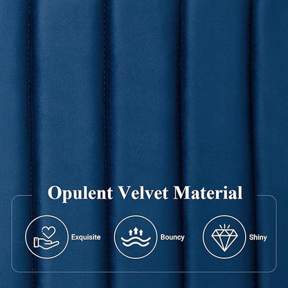Allewie Queen Bed Frame, Velvet Upholstered Platform Bed with Adjustable Vertical Channel Tufted Headboard, Mattress Foundation with Strong Wooden Slats, Box Spring Optional, Easy Assembly, Navy Blue
