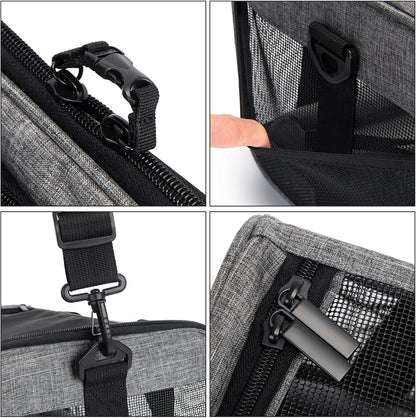 Pet Carrier for Small Cats Dogs, Dog Carrier Travel Bag with Adequate Ventilation, 5 Mesh Windows, 3 Entrance, Locking Safety Zippers, Padded Shoulder and Carrying Strap, Medium