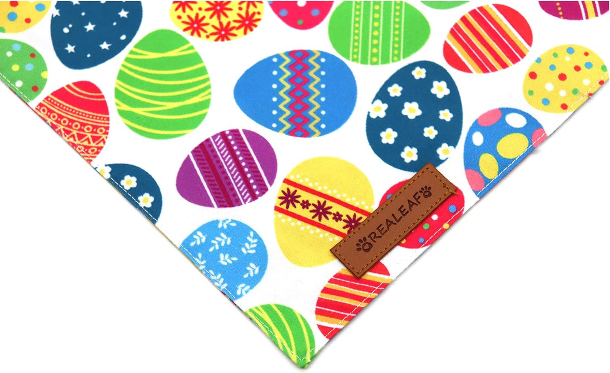 Realeaf Easter Dog Bandanas 2 Pack, Triangle Reversible Pet Scarf for Boy and Girl, Premium Durable Fabric, Holiday Bandana for Small Medium Large and Extra Large Dogs (Small)