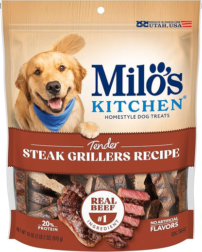 Milo's Kitchen Homestyle Dog Treats, Steak Grillers, 18 Ounce, High Protein, No Artificial Flavors