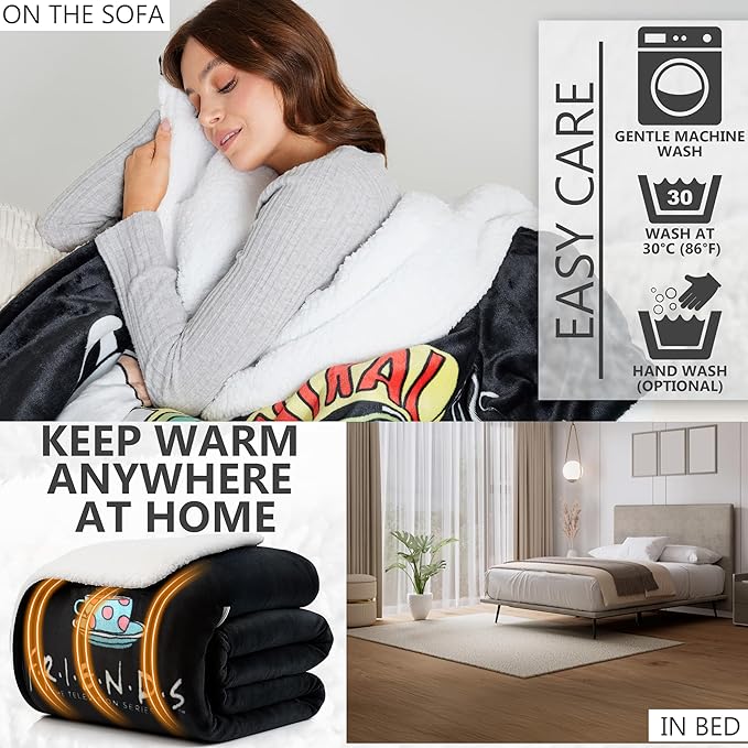 Friends TV Show Heated Blanket Electric, Queen Size Luxurious Fleece Blanket