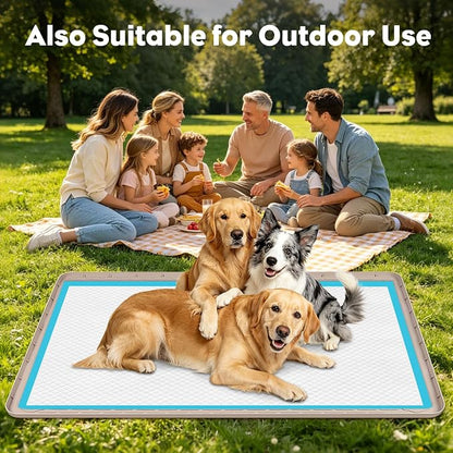 57" x40" Pee Pad Holder for Dogs Puppy Pad Holder Khaki | Extra Large Silicone Pee Tray for Dog Training Floor Protection Raised Edge Dog Potty Tray, No Pee Pads(