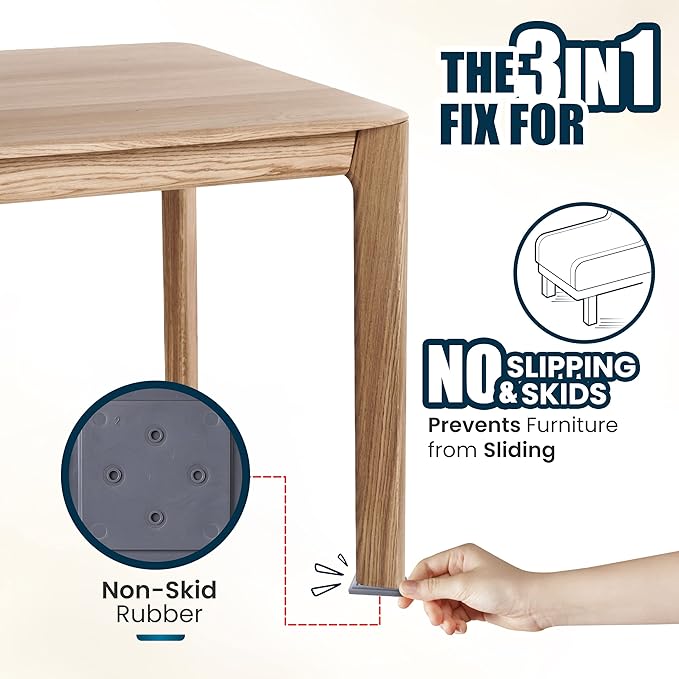 Stable the Table-6 Pack-Walnut Round, Furniture Leveler & Riser, Anti-Slip Sofa Gripper for Hardwood Floors, Floor Protector, Stacking Furniture Pad, Bed, Desk, Couch & Table Stabilizer, Made in USA