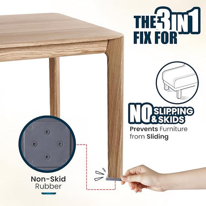 Stable the Table-6 Pack-Walnut Round, Furniture Leveler & Riser, Anti-Slip Sofa Gripper for Hardwood Floors, Floor Protector, Stacking Furniture Pad, Bed, Desk, Couch & Table Stabilizer, Made in USA