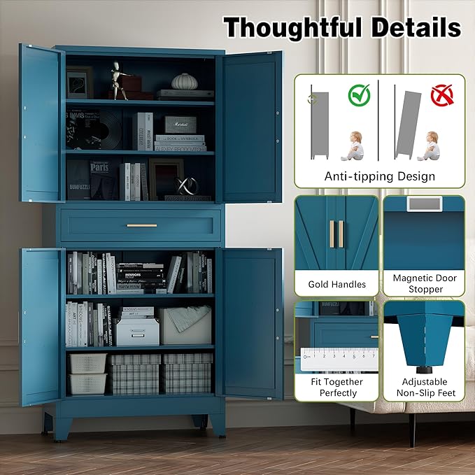COFaR Farmhouse Storage Kitchen Pantry Cabinet
