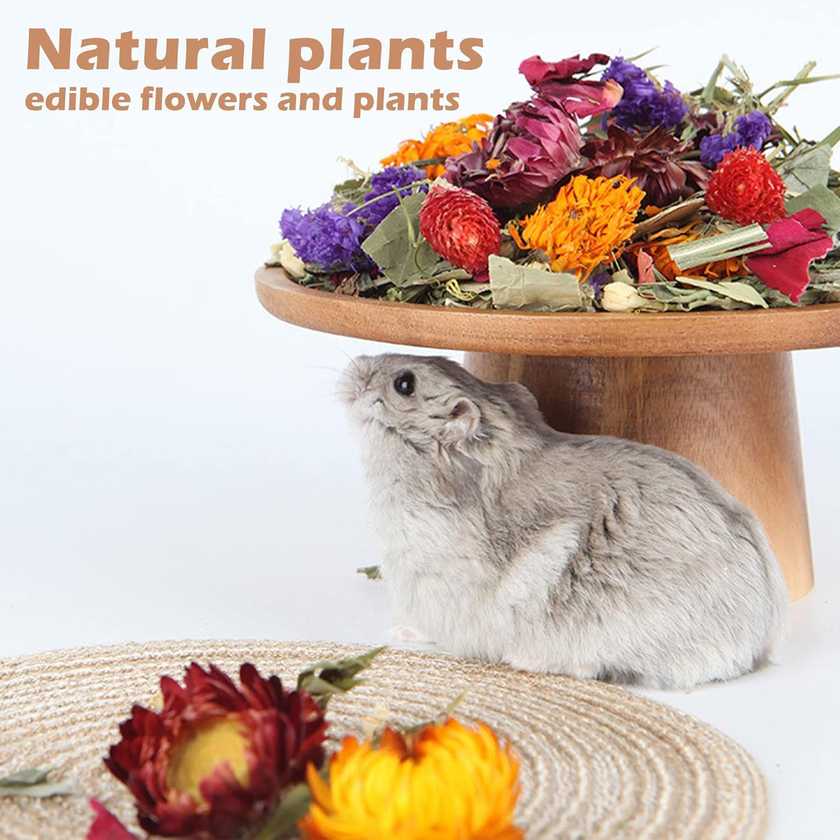 Natural Ear of Grain Flower&Herb Bedding Mate Habitat Decor, Adding Fun Hamster Accessories for Hamsters Gerbils Lemming