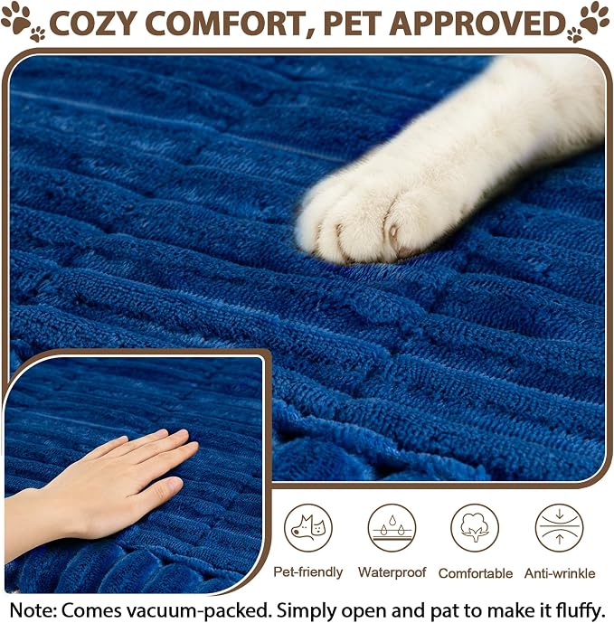 FUANGUI 2 Pack Waterproof Couch Cover for Dogs Pets Sofa Protector | Non-Slip Washable Fuzzy Soft Sofa Slipcover for 2 PCS L Shaped Sofa Pet Friendly, 27.6" x 59.1"+27.6" x 70.9", Navy Blue