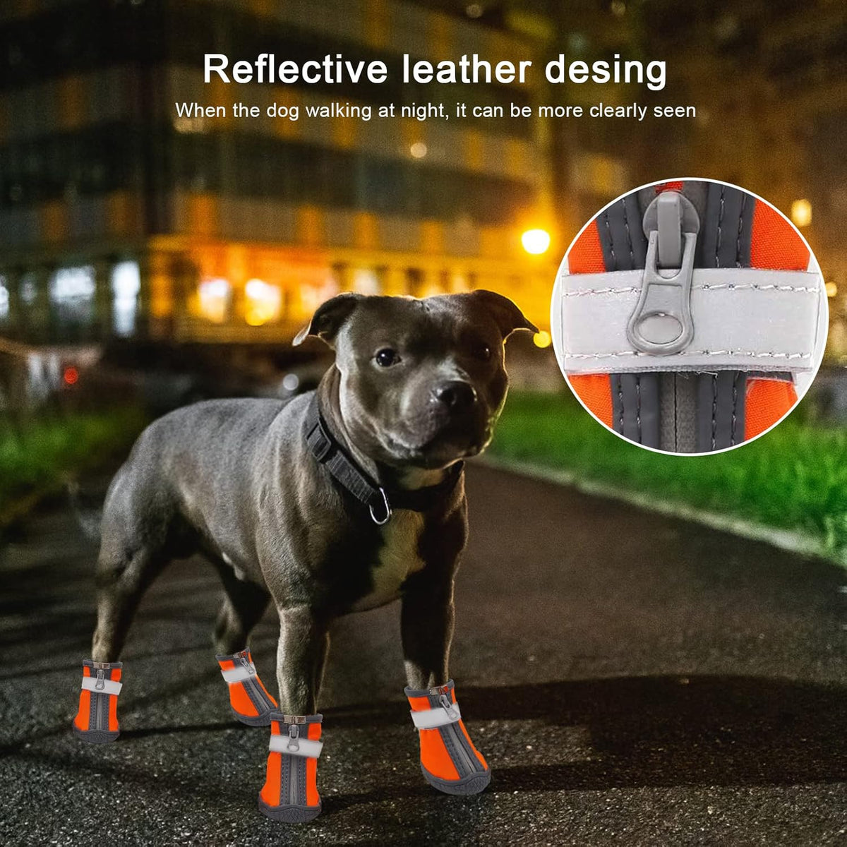 Dog Shoes for Small Dogs, Puppy Dog Boots & Paw Protector for Winter Snow Day, Summer Hot Pavement, Waterproof in Rain Weather, Ourdoor Hiking, Indoor Hardfloors with Anti Slip Sole 4PCS/Set