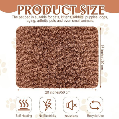 4 Pack Self Warming Cat Pads Self Heating Cat Mat Washable Homeless Dogs Thermal Pads Kennel Pad Reflects Body Heat Warm Crate Bed Mat for Indoor Outdoor Pet(Brown,16 x 20 Inch)