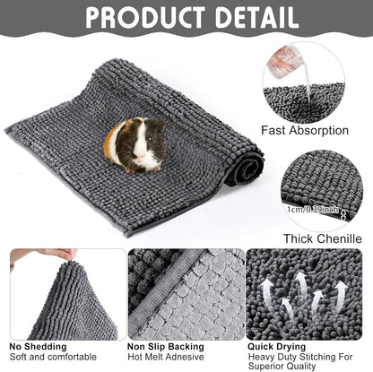 Amylove 4 Pcs Guinea Pig Cage Liner Guinea Pig Bedding Washable Fleece Pee Pads Reusable Small Animals Training Mat Small Animal Sleeping Bed for Bunny Hamster(Dark Gray,12 x 12 Inch)