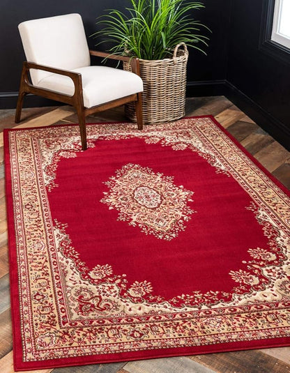 Unique Loom Reza Collection Traditional Persian Style Area Rug, Rectangular 7' 1" x 10' 0", Burgundy/Ivory