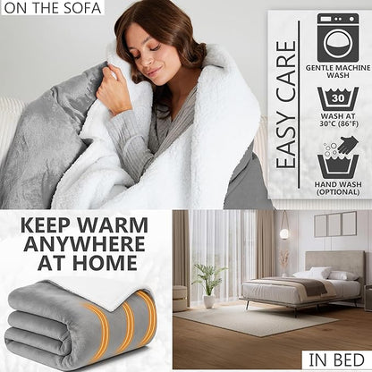 Heated Blanket Electric Luxurious Fleece King Blanket, 9 Heat Settings & 12H