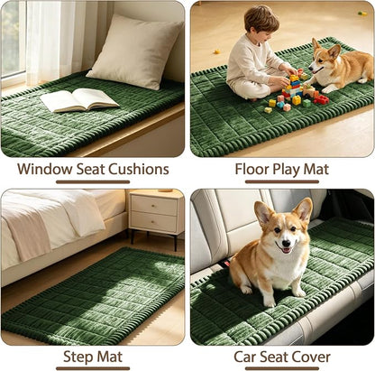 FUANGUI Waterproof Couch Cover Sofa Cover for Dogs and Pets Sofa Protector | Non-Slip Washable Fuzzy Soft Cat Bed Sofa Slipcover for 2-3 Cushion Couch Sofa Pet Friendly, Dark Green, 27.6" x 70.9", 1 pcs