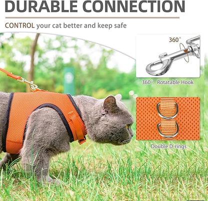 PUPTECK Soft Mesh Cat Vest Harness and Leash Set Puppy Padded Pet Harnesses Escape Proof for Cats Small Dogs Rabbits Bunny