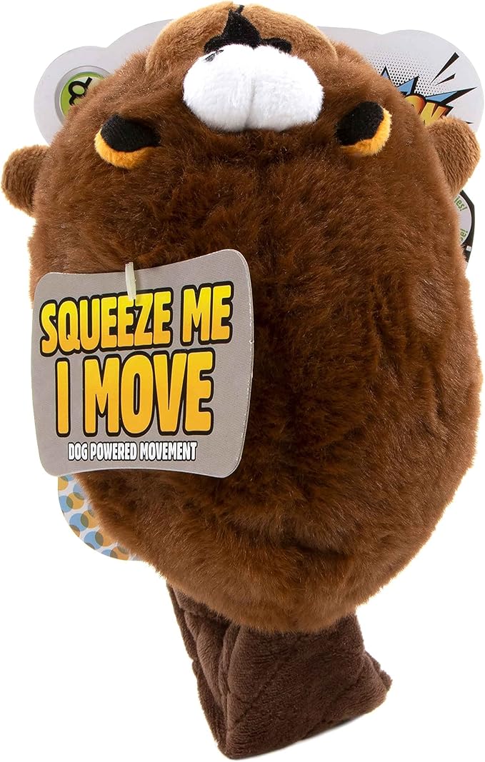 goDog Action Plush Beaver Animated Squeaky Dog Toy, Chew Guard Technology - Brown, One Size