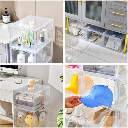 Clemate Upgraded X-Large Shoe Storage Box, 8 Pack, Shoe Box Clear Plastic