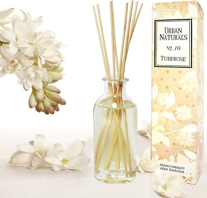 Urban Naturals Tuberose Fragrance Oil Reed Diffuser | Exotic Tuberose and