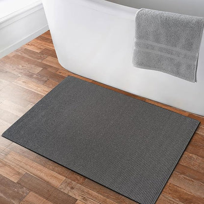 Non Slip Gray Solid Rubber Back Thing Landing Mat for Staircase 3x3 for Entryway, Rug for Bathroom, Stain Resistant Easy Cleaning Non Shedding Carpet Gray 3 x 3