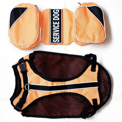 Serijoars Dog Vest Harnesses with Saddlebag Backpack for Camping & Travel - Reflective Hound Hiking Backpack Saddle Bag - Lightweight Vest Harness for Medium & Large Dogs (Orange, M)